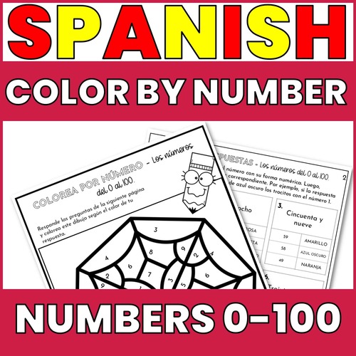 Spanish Numbers Color By Code Activity