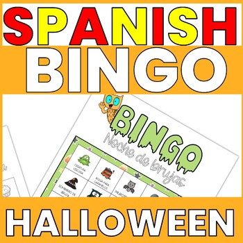Thumbnail of SPANISH HALLOWEEN BINGO SHOWING A MOCKUP OF THE BINGO BOARD