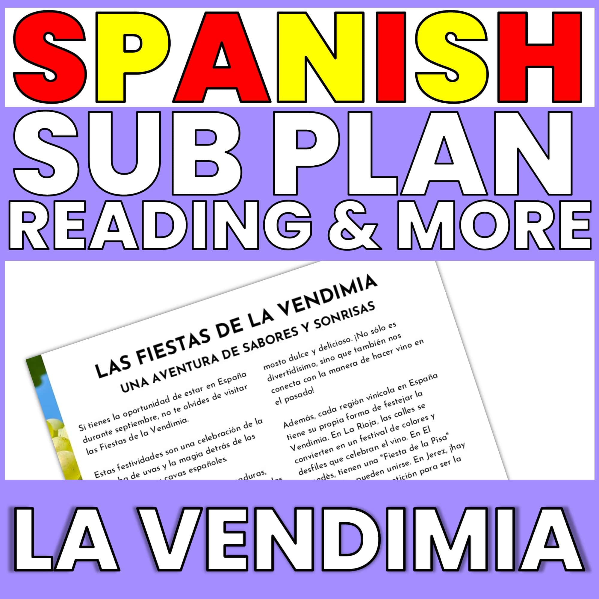 SPANISH AUTUMN FESTIVAL - LA VENDIMIA - READING AND ACTIVITIES