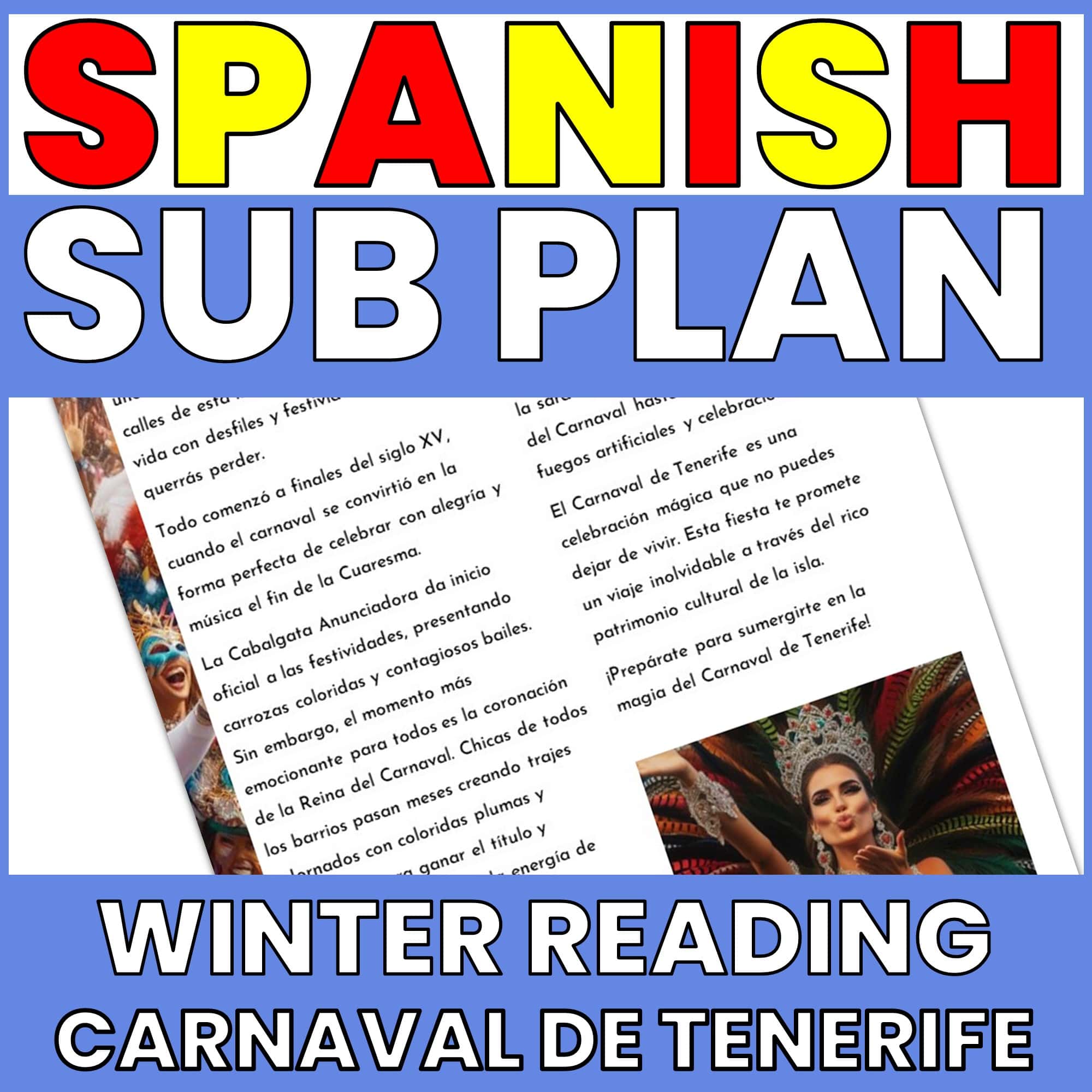 Spanish culture lessons: Carnaval de Tenerife Winter Reading Activities