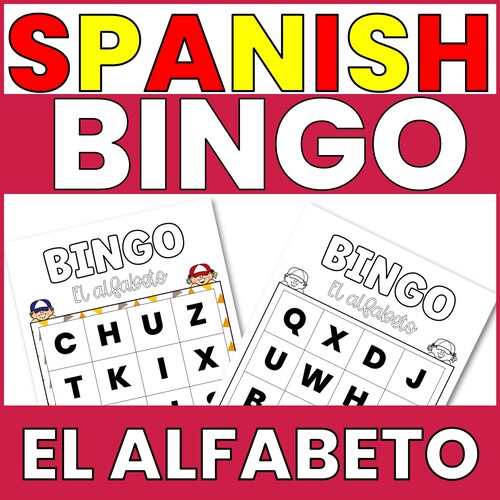 Thumbnail image featuring text "Spanish BINGO - EL ALFABETO" and showing two examples of the bingo boards.