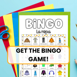 MOCKUP OF SPANISH CLOTHING VOCABULARY BINGO GAME