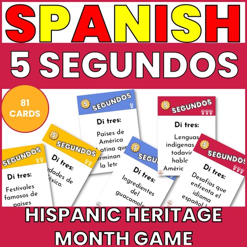 Hispanic Heritage Month Spanish Speaking Game - 5 seconds game Thubnail for Hispanic Heritage Month Spanish 5 seconds game