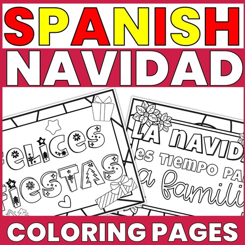Thumbnail of Spanish Christmas coloring pages featuring two of the coloring sheets.