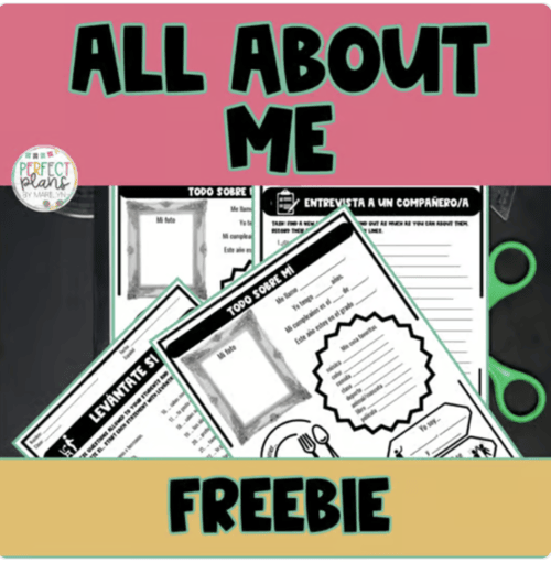 Thumbnail: All about me Freebie by Perfect Spanish Plans by Marilyn