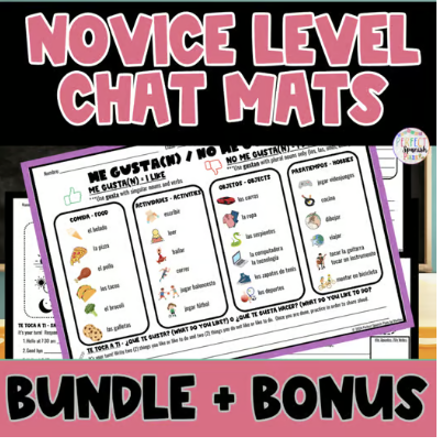 Novice Level Chat Mats by Perfect Spanish Plans by Marilyn