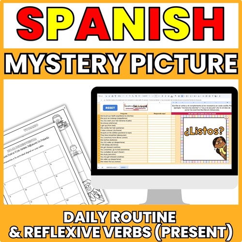 Thumbnail for Daily Routine and Reflexive Verbs Mystery Picture Google Sheets Game