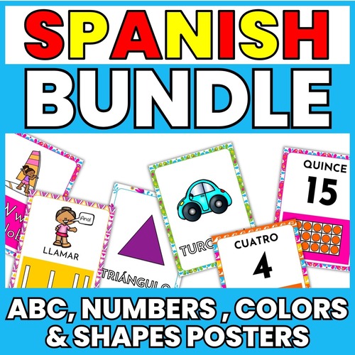 Thumbnail for Spanish Alphabet, Numbers, Colors and Shapes Posters Bundle